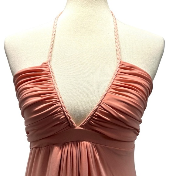 Misa Los Angeles Anya Peach Deep V Neck Ruched Halter Maxi Dress Women’s XS - Picture 7 of 16